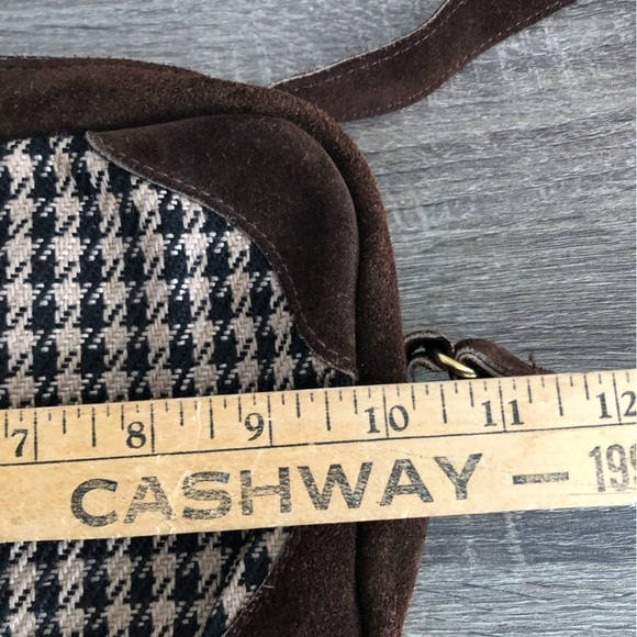 Vtg Suede and Houndstooth Shoulder Bag - Picture 2 of 13